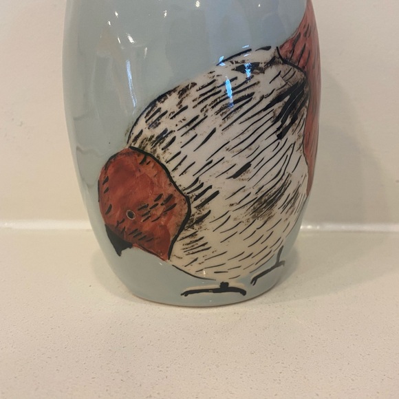 *WEST ELM* Hand Painted, Pale Blue Chicken Vase - Artist ~ Gemma Orkin - Picture 7 of 9
